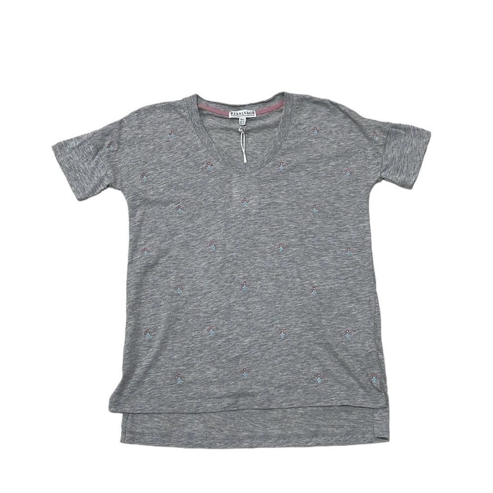 PJ Salvage Pajama Top Womens S Small NWT Grey Short Sleeve V-Neck - Picture 4 of 14